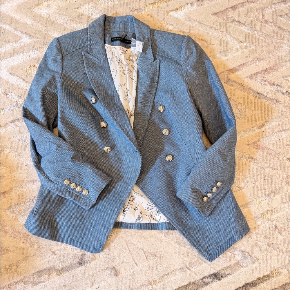 WHBM Blue Double-Breasted Blazer